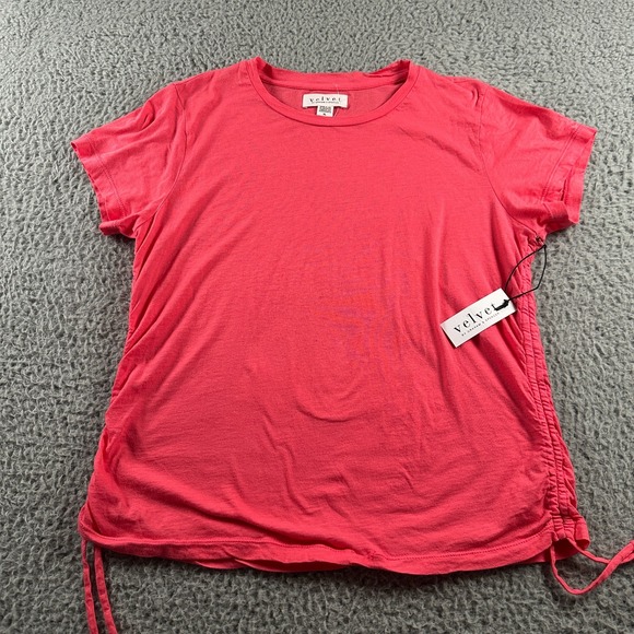 Velvet by Graham & Spencer Women's Lightweight Pink T-Shirt w Side Ties XL NWT - Picture 1 of 13